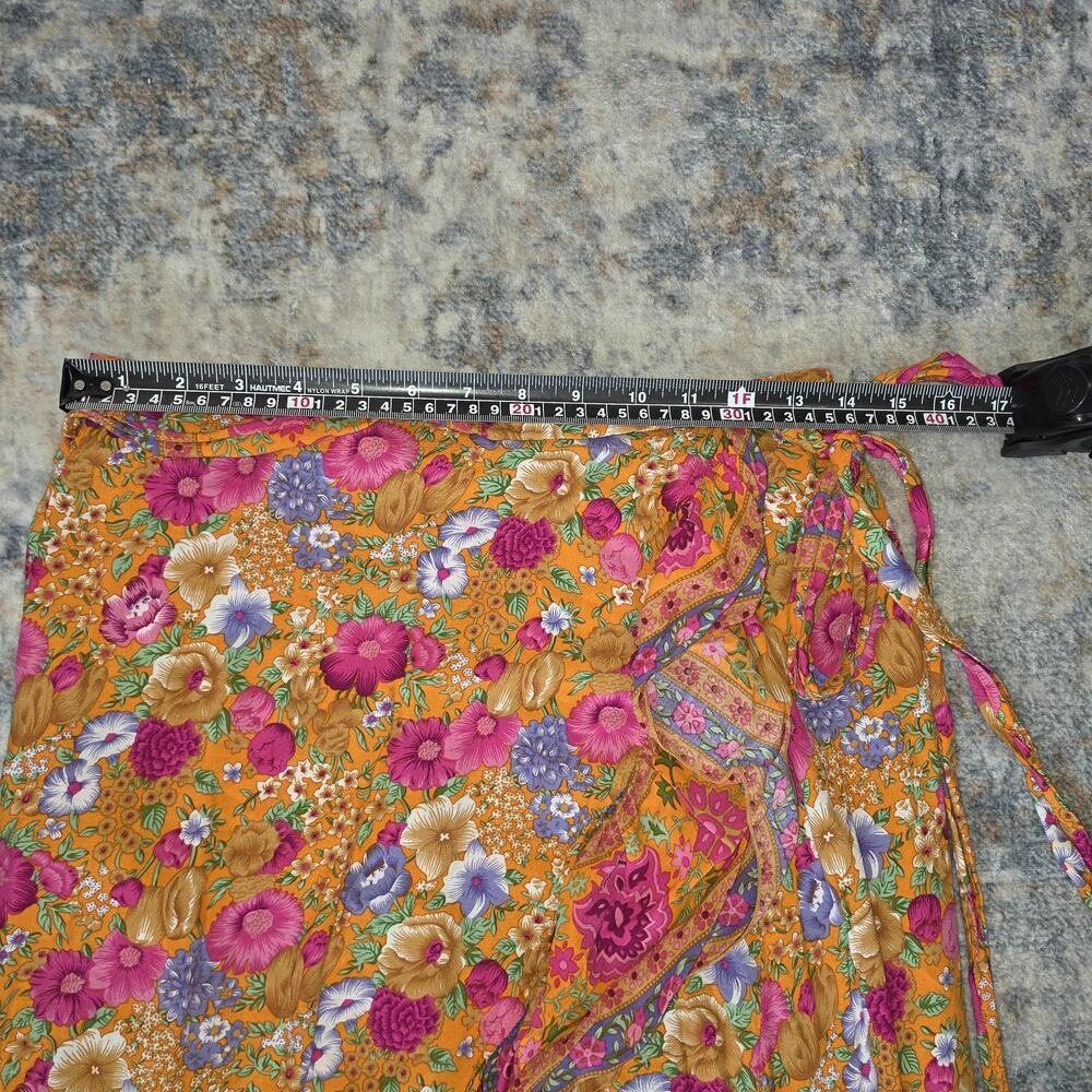 Sea Lustre Skirt Womens Medium Yellow Floral Wrap Ruffle Hem Maxi Boho Vacay - Picture 3 of 7